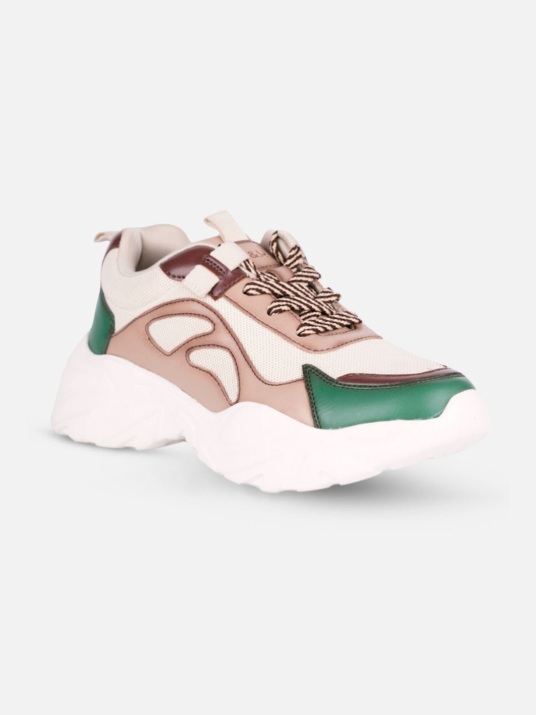Women's Beige/Green All Seasons Wearing Sneakers (IU1001)