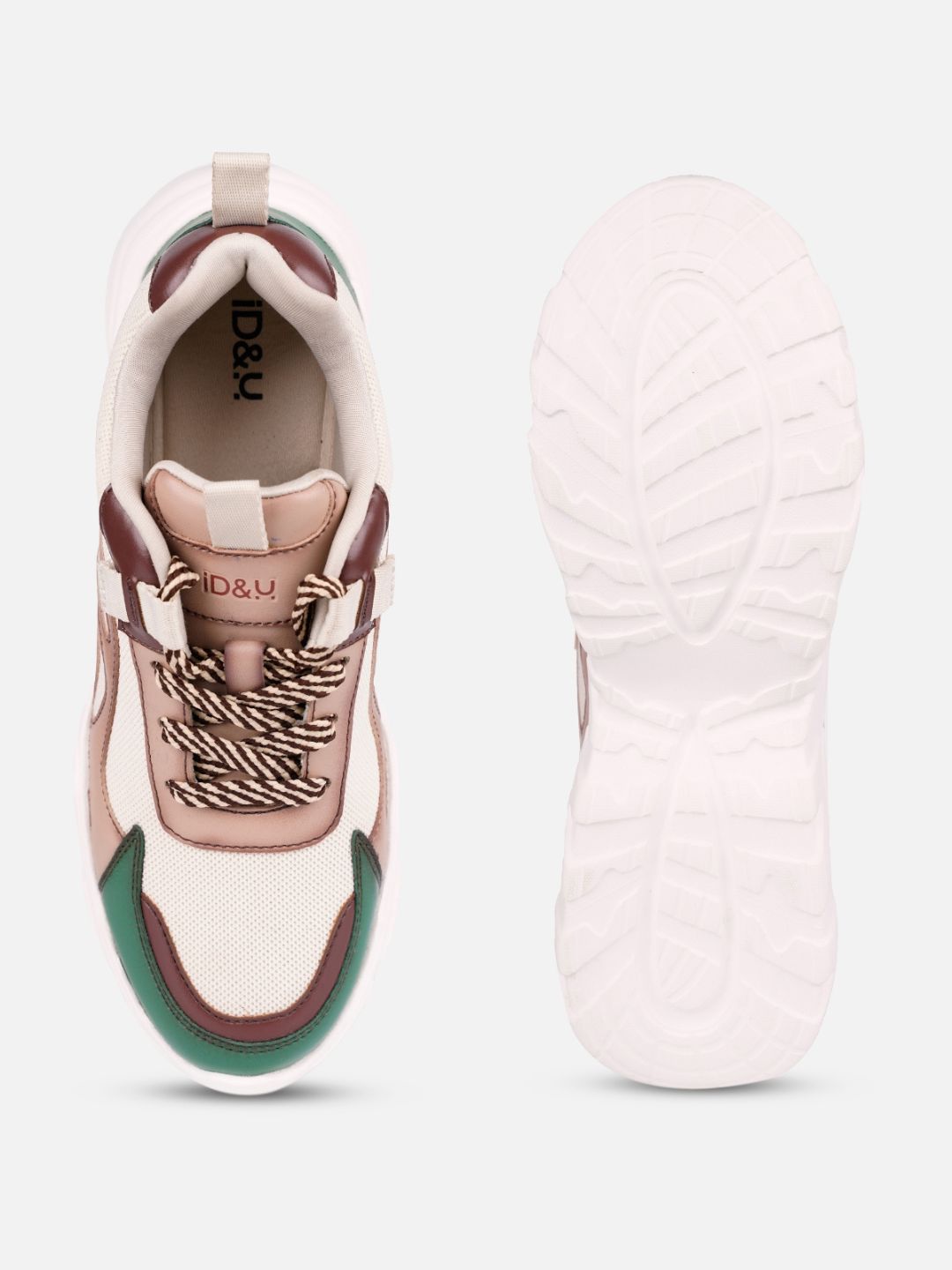 Women's Beige/Green All Seasons Wearing Sneakers (IU1001)