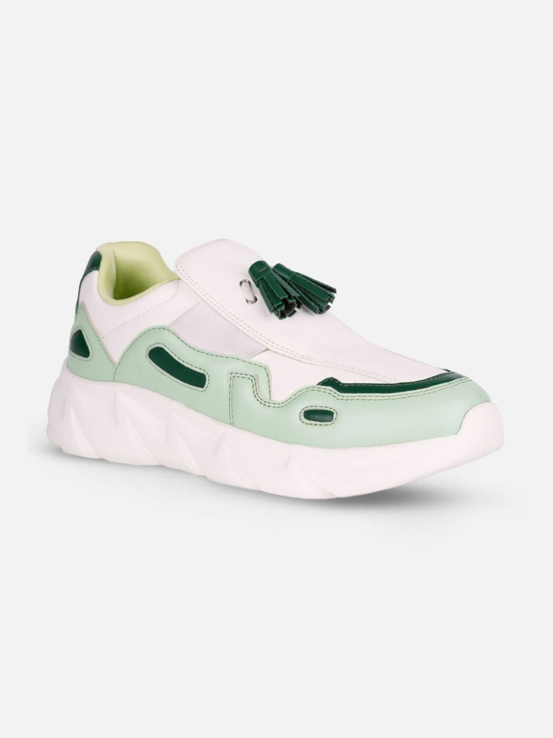 Women's White/Green All Seasons Wearing Sneakers (IU1004)