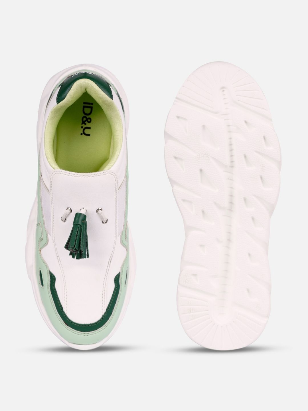 Women's White/Green All Seasons Wearing Sneakers (IU1004)