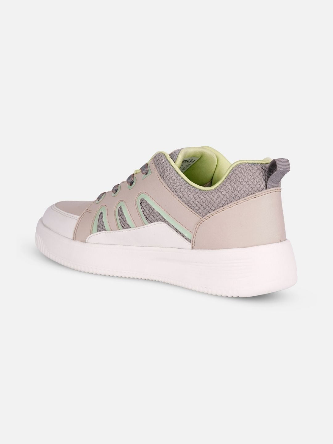 Women's Beige/Lime Platform Sneakers (IU1007)
