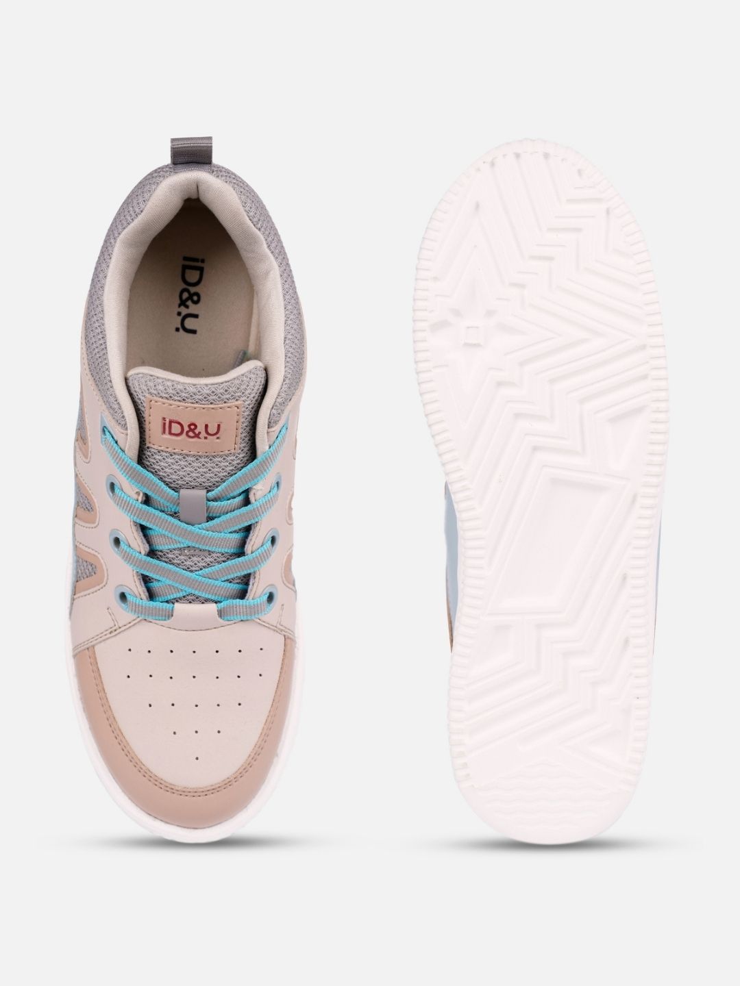 Women's Cream/Blue Platform Sneakers (IU1007)