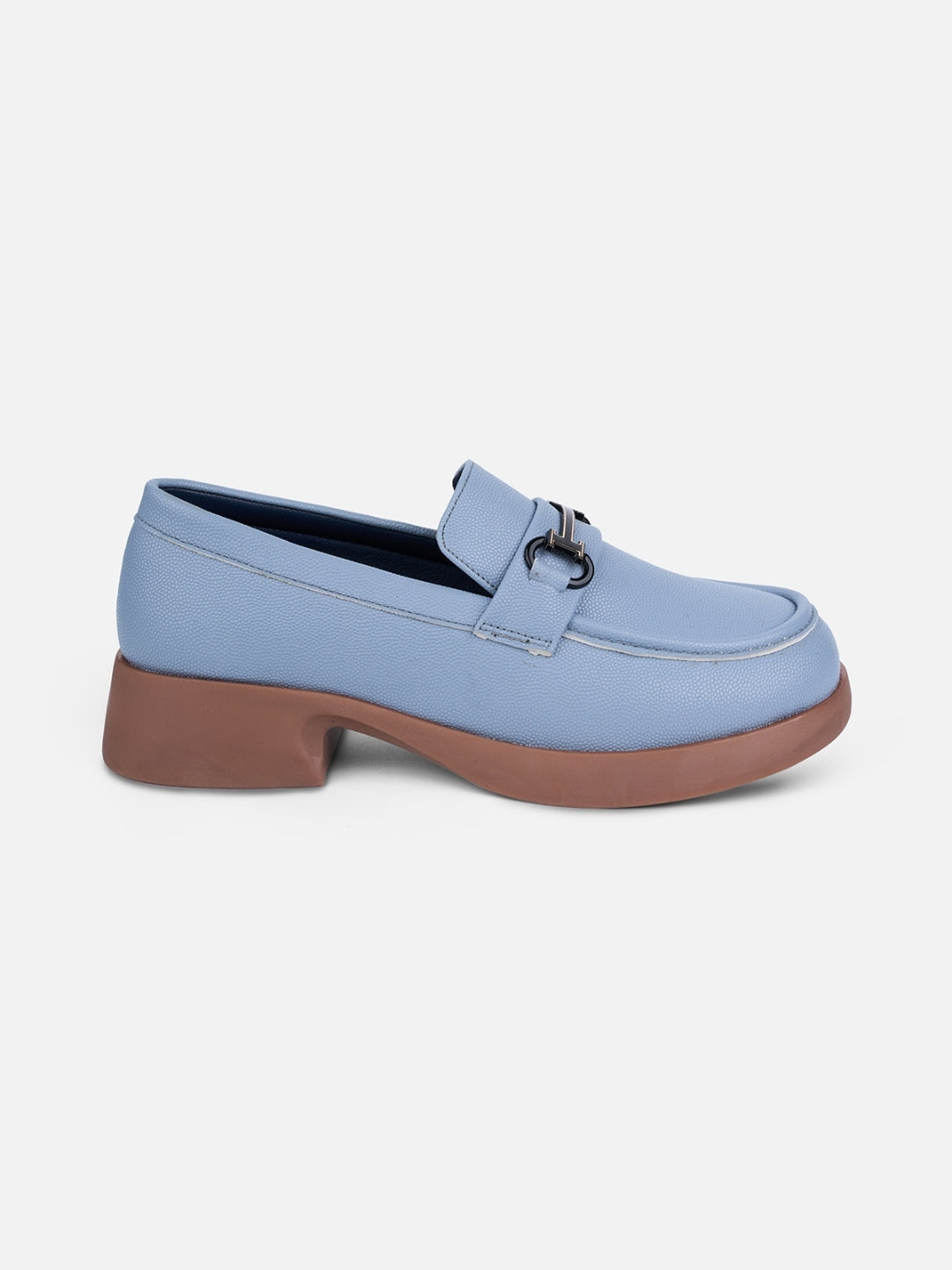 Women's Sky Blue Block Heel Slip On (IU2004)