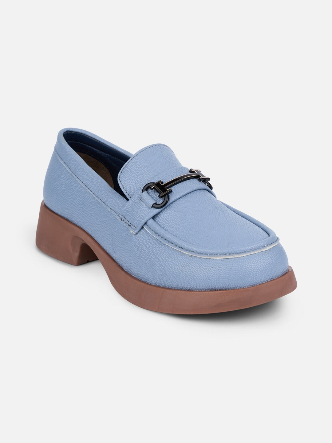 Women's Sky Blue Block Heel Slip On (IU2004)