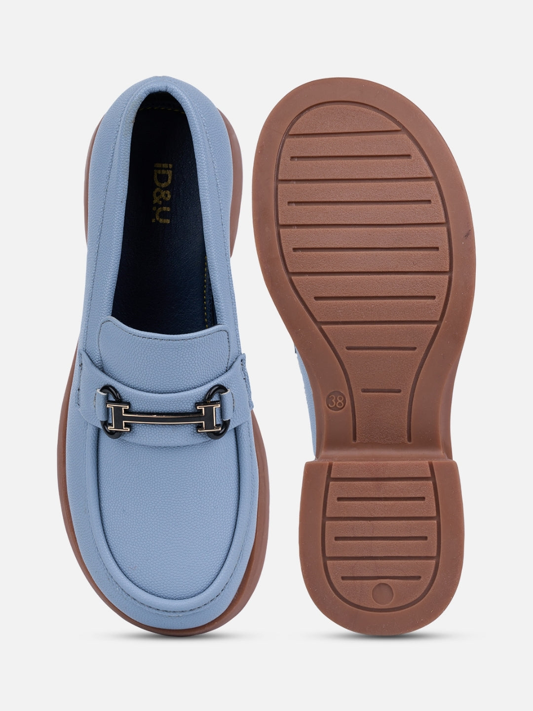 Women's Sky Blue Block Heel Slip On (IU2004)