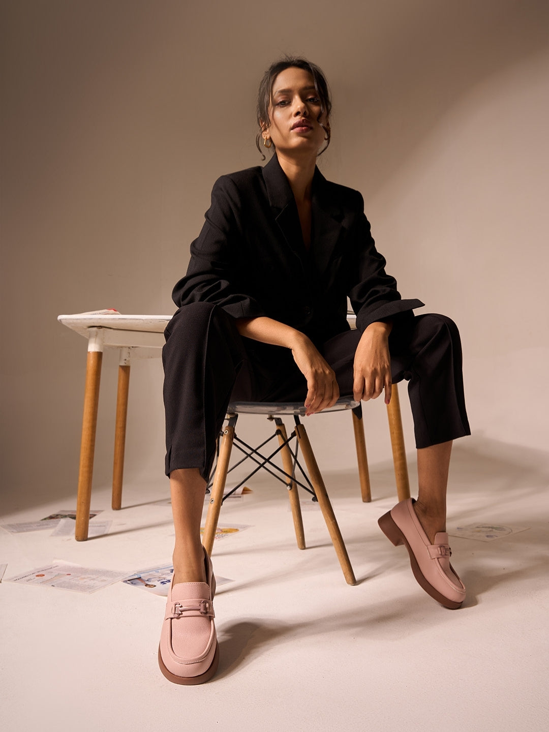 Women's Pink Block Heel Slip On (IU2004)