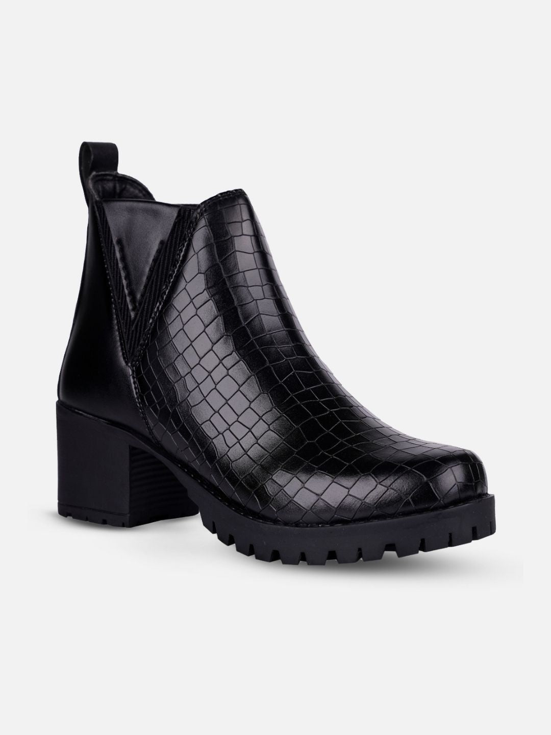 Women's Black Casual Boots (IU5004)