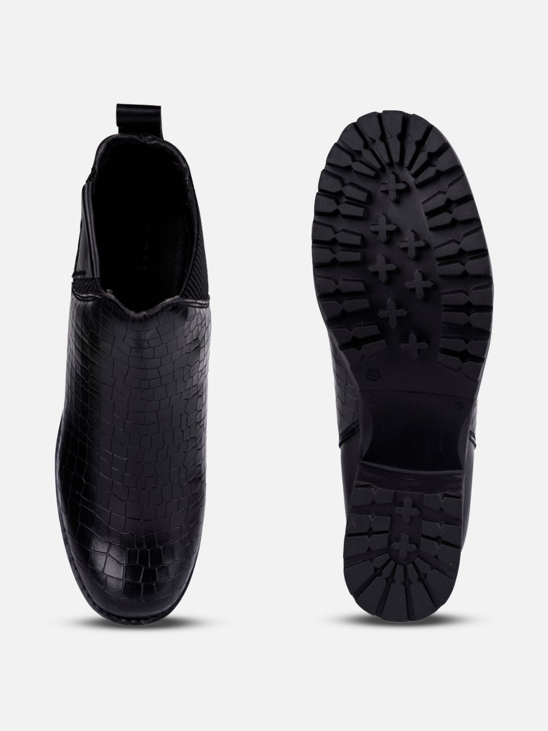 Women's Black Casual Boots (IU5004)