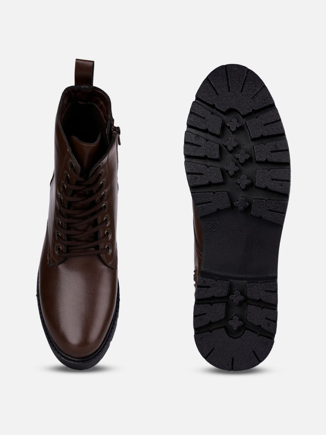 Women's Brown Lace Up Casual Boots (IU5007)