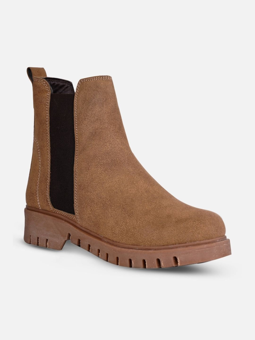 Women's Beige Suede Finish Boots (IU5008)
