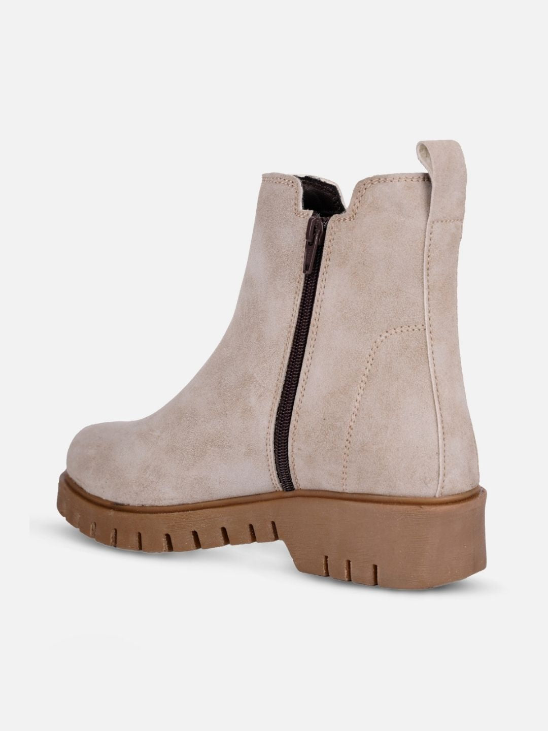 Women's Light Grey Suede Finish Boots (IU5008)