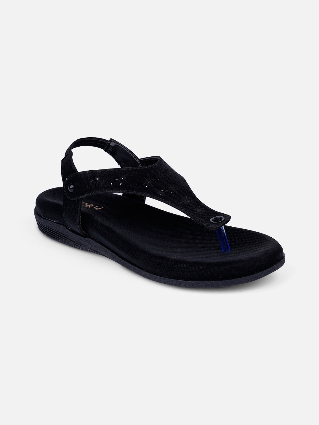 Women's Black Slingback Strap Sandals (IU6012)