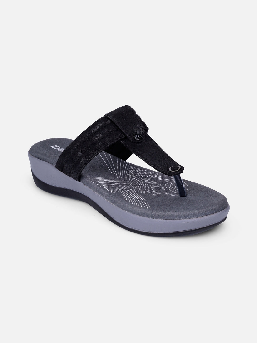 Women's Black Thong Sandals (IU6002)