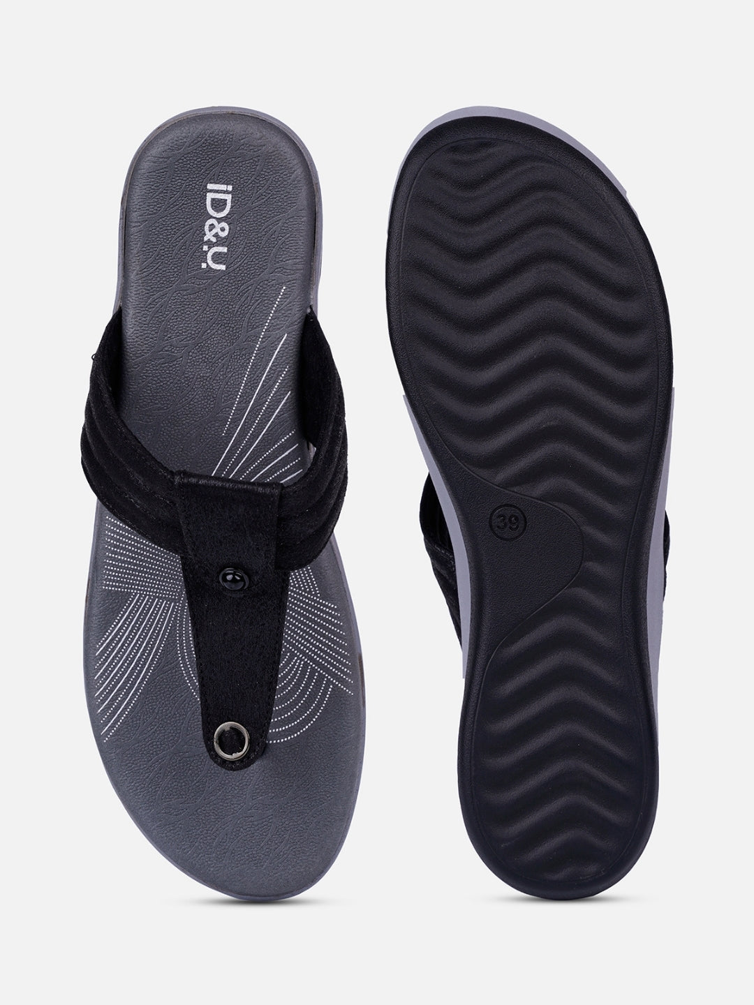 Women's Black Thong Sandals (IU6002)