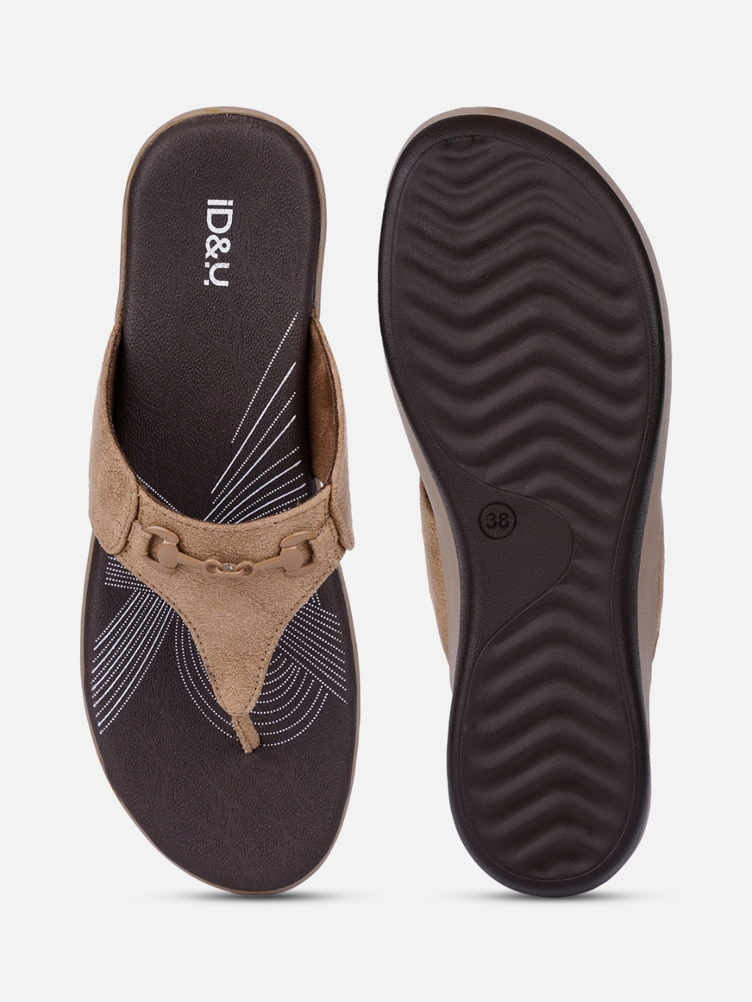 Women's Beige Thong Sandals (IU6003)