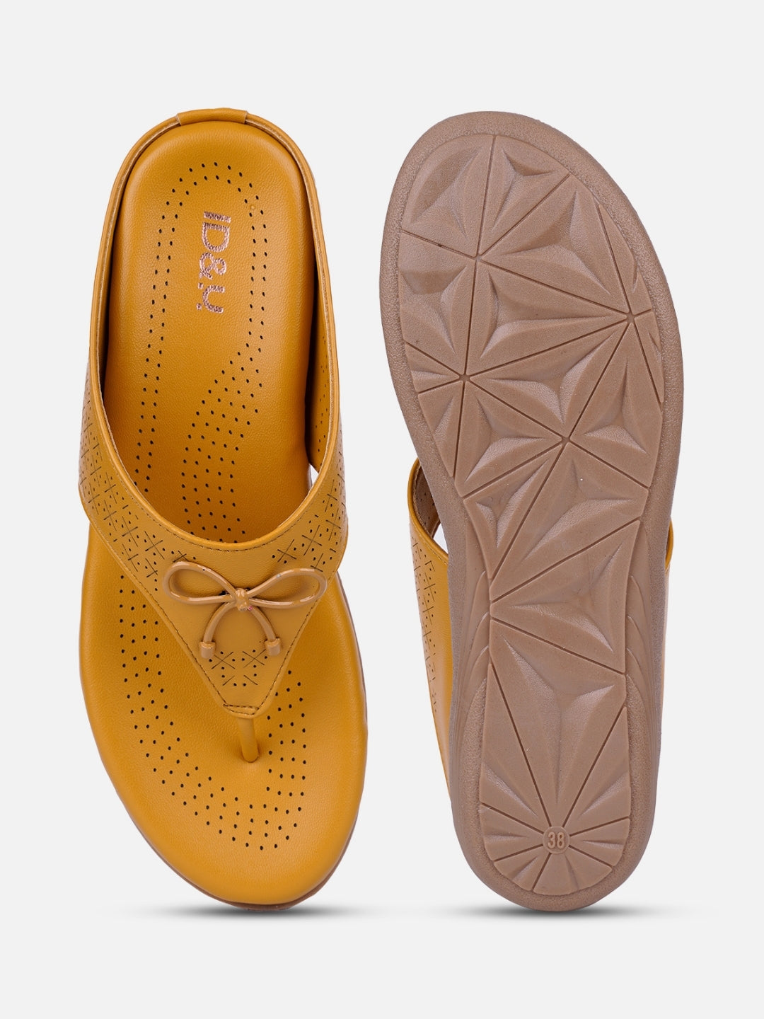 Women's Mustard Thong Sandals (IU6010)
