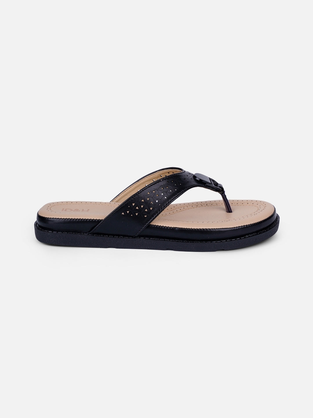 Women's Black Thong Sandals (IU6014)