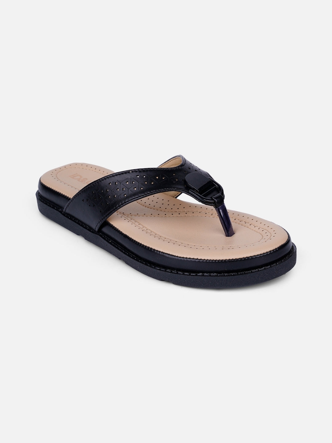 Women's Black Thong Sandals (IU6014)