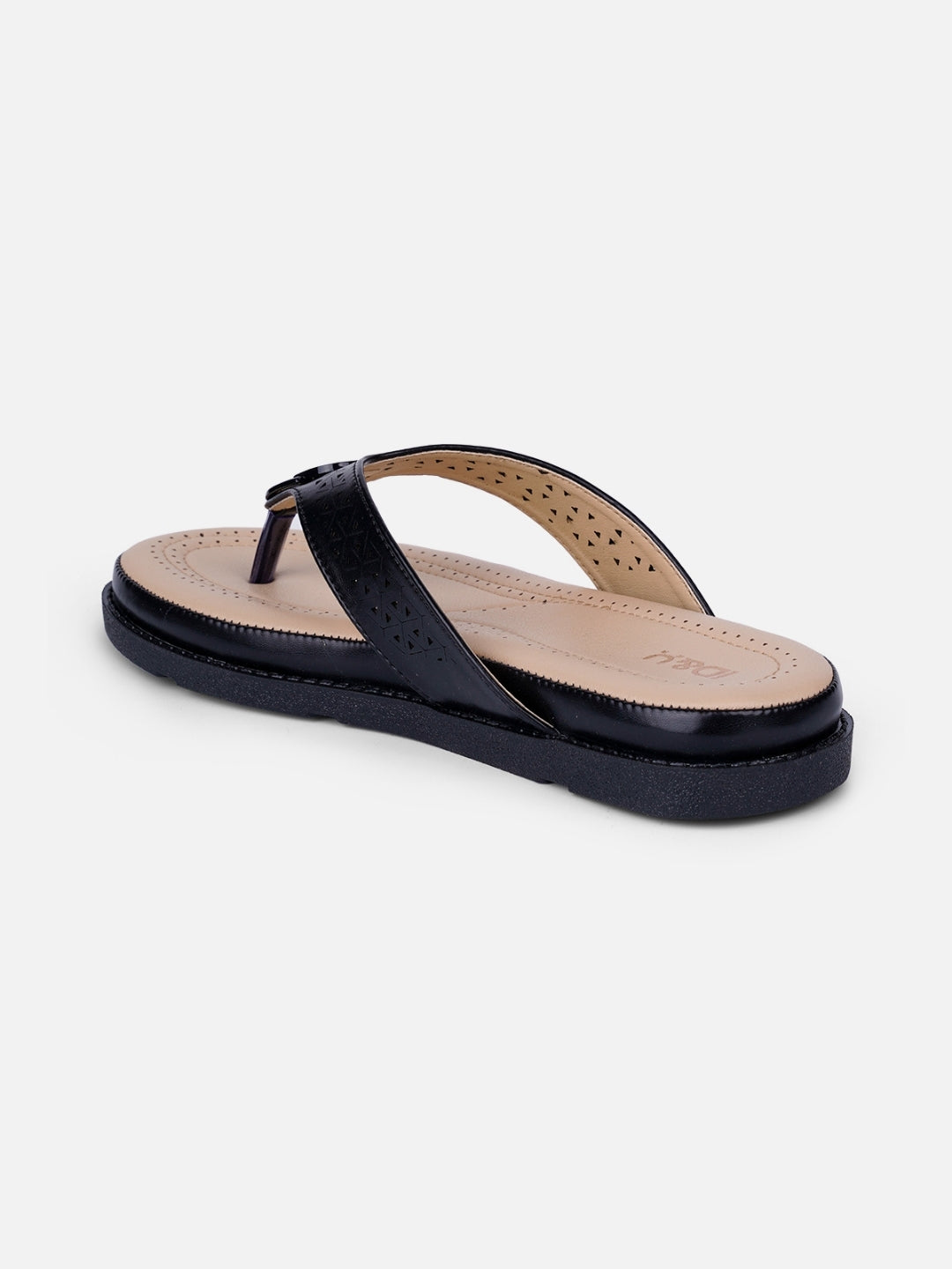 Women's Black Thong Sandals (IU6014)