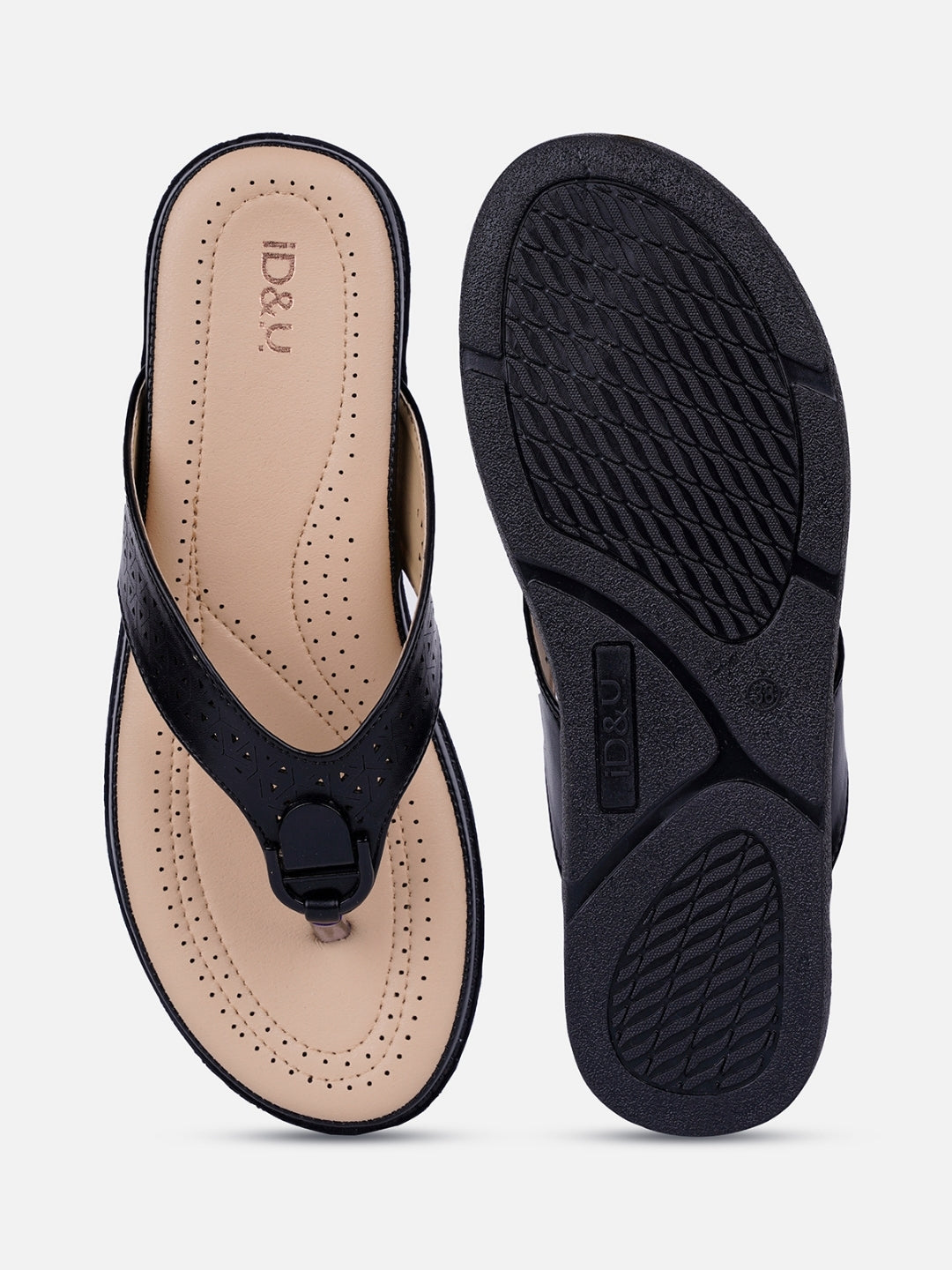 Women's Black Thong Sandals (IU6014)