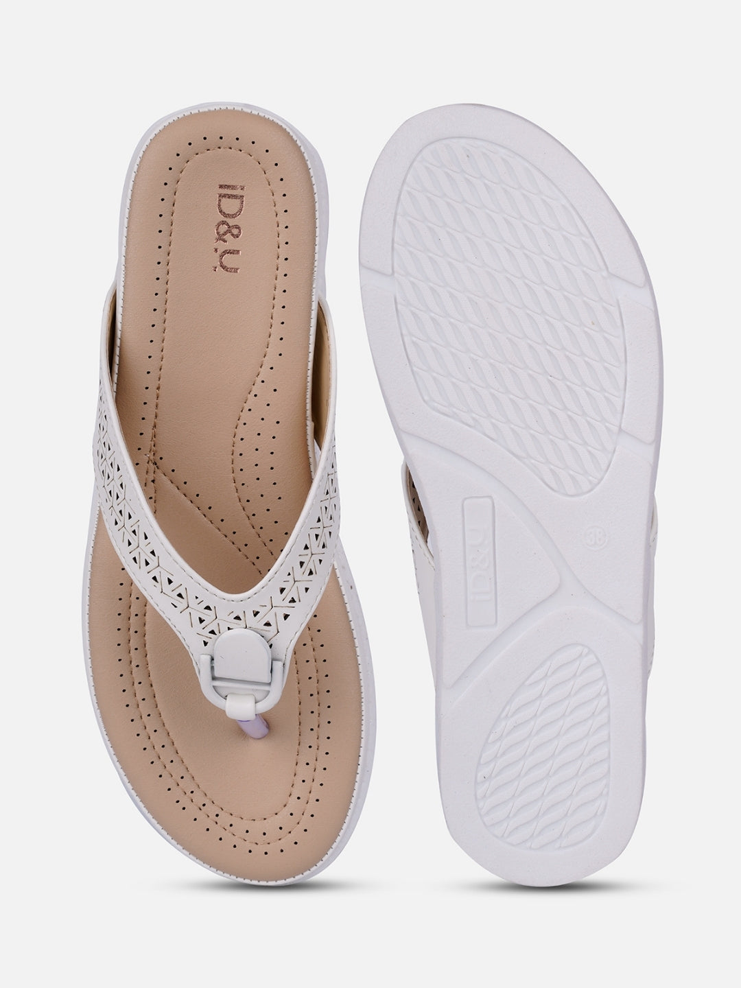 Women's White Thong Sandals (IU6014)