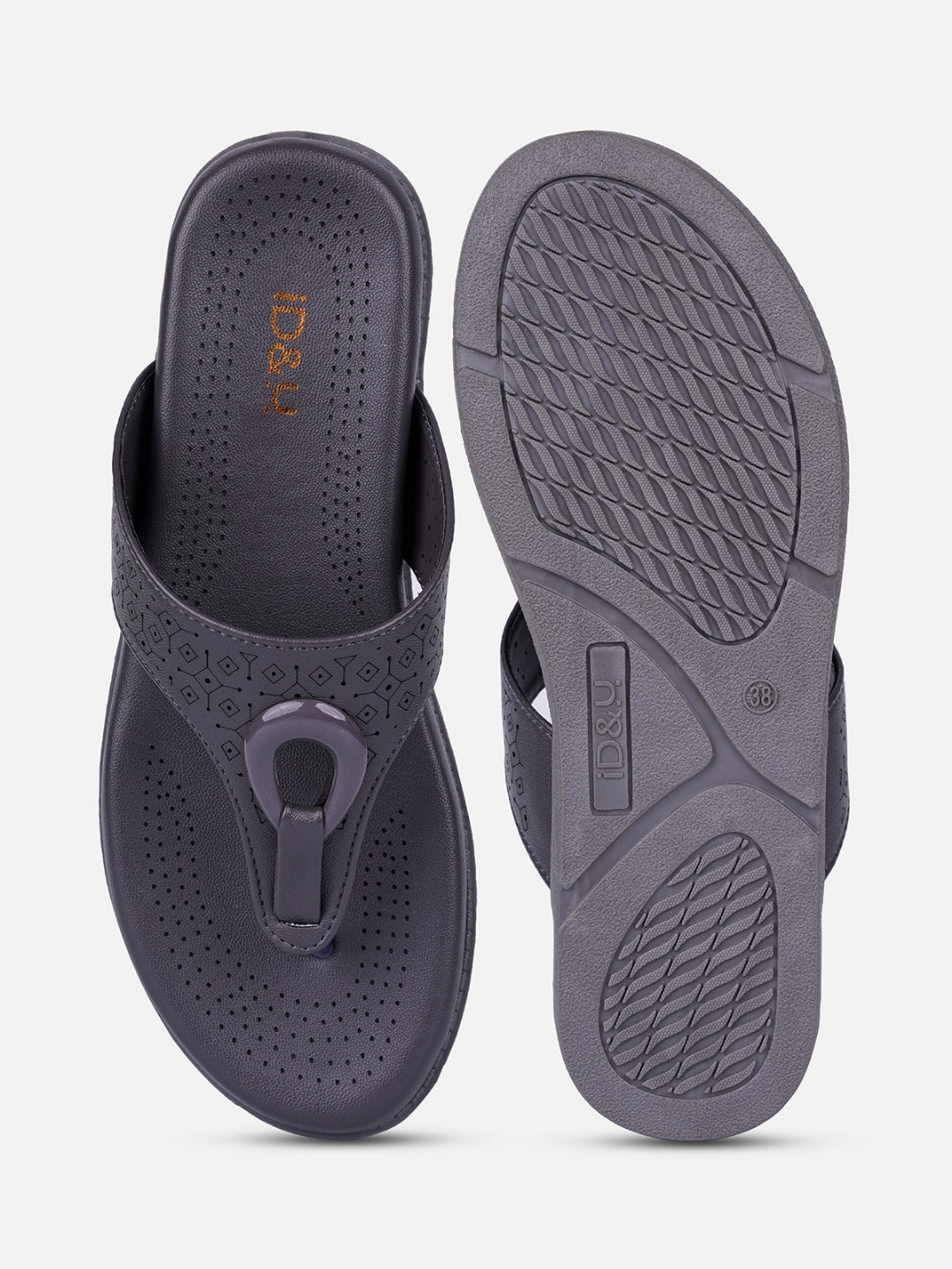 Women's Grey Thong Sandals (IU6015)