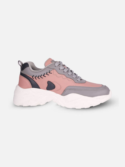 Women's Pink/Grey All Seasons Wearing Sneakers (IU1002)