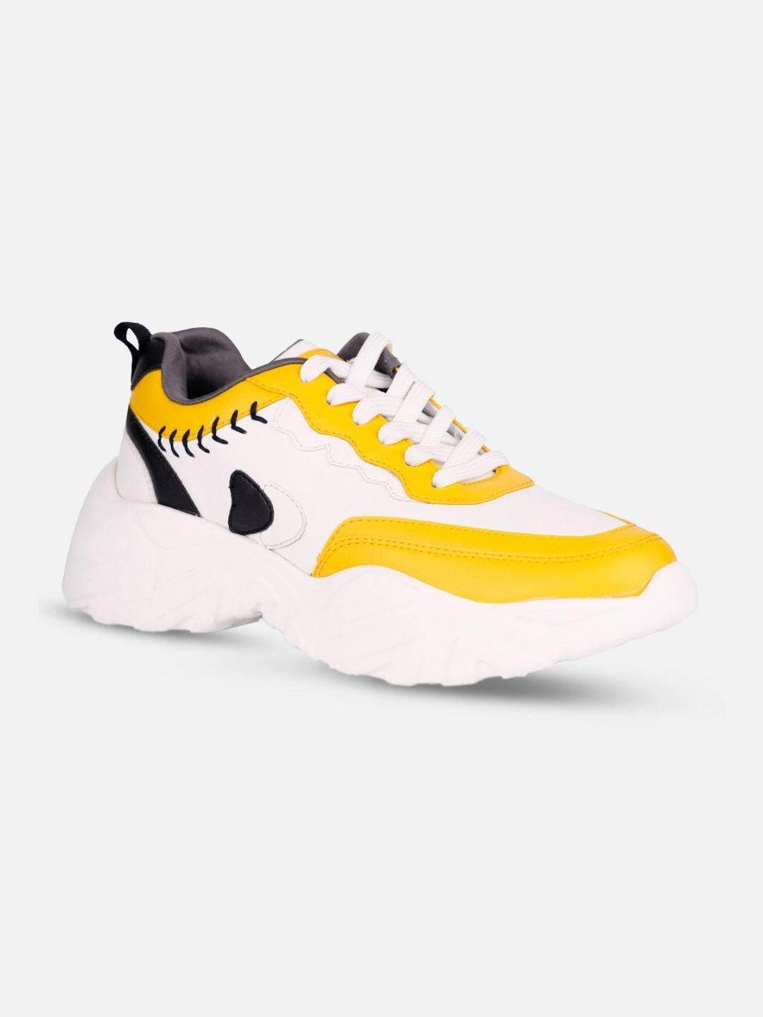 Women's White/Yellow All Seasons Wearing Sneakers (IU1002)