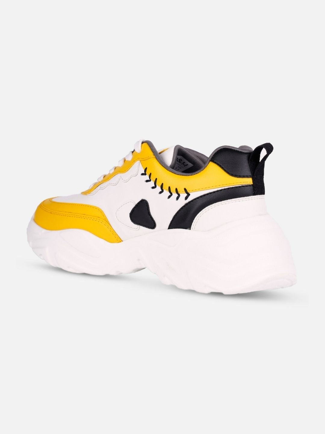 Women's White/Yellow All Seasons Wearing Sneakers (IU1002)