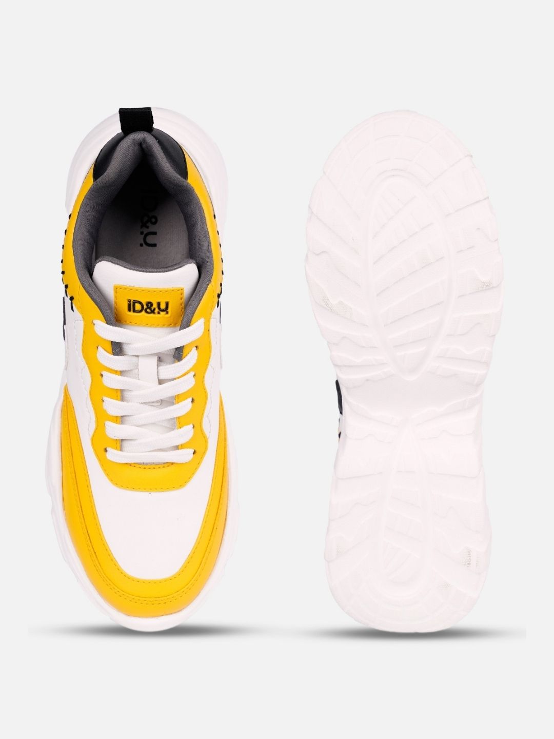 Women's White/Yellow All Seasons Wearing Sneakers (IU1002)