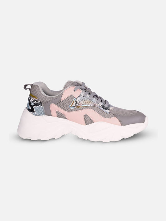 Women's Grey/Pink All Seasons Wearing Sneakers (IU1003)