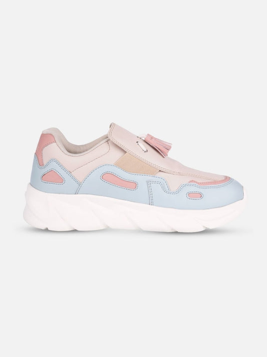 Women's Beige/Blue All Seasons Wearing Sneakers (IU1004)