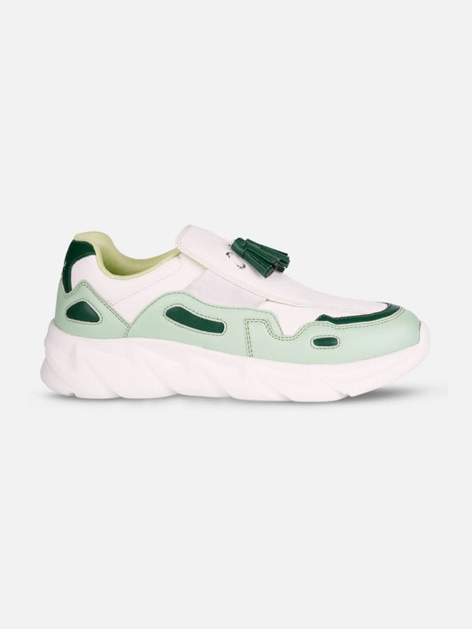 Women's White/Green All Seasons Wearing Sneakers (IU1004)