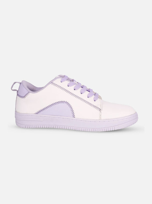 Women's White/Lilac Platform Sneakers (IU1015)