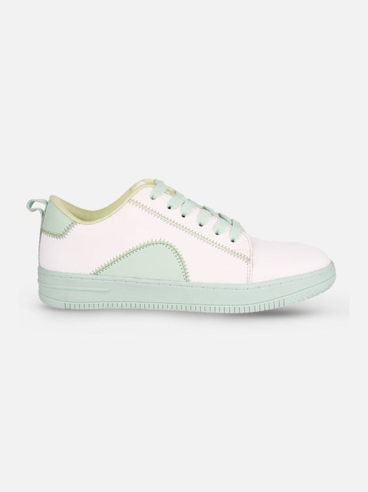 Women's White/Green Platform Sneakers (IU1015)