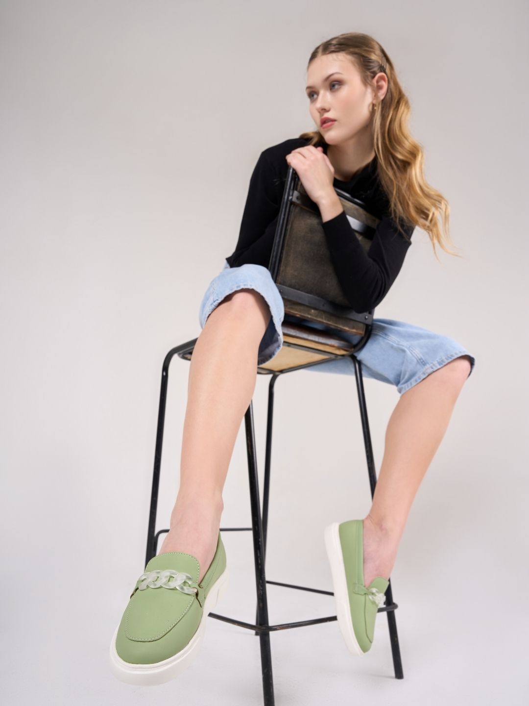 Women's Green Casual Slip On (IU1019)
