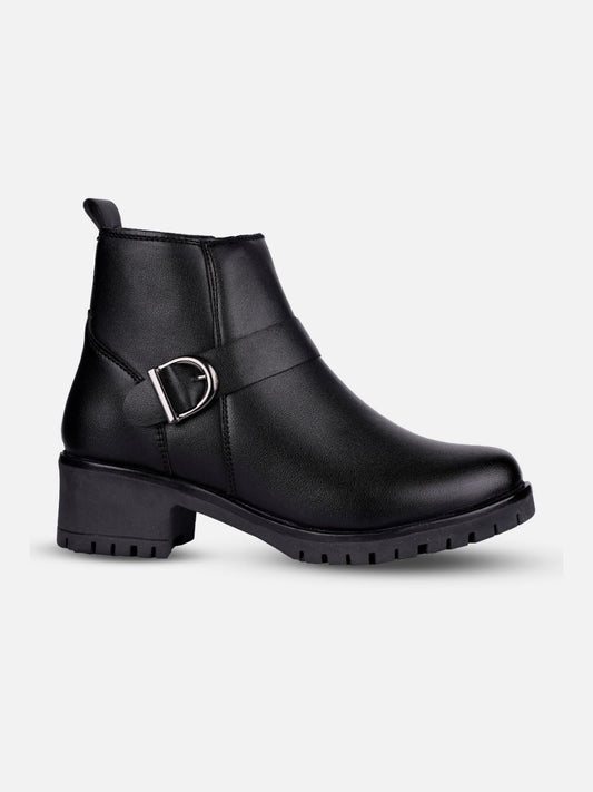 Women's Black Ankle Boots (IU5001)