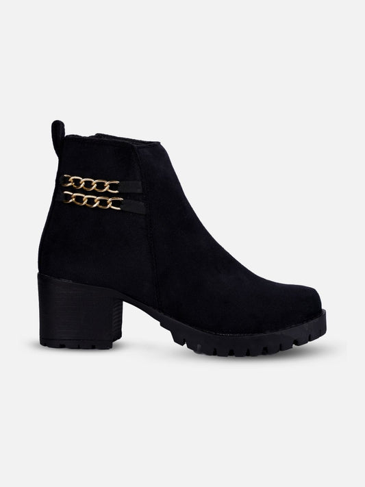 Women's Black Casual Ankle Boots (IU5003)