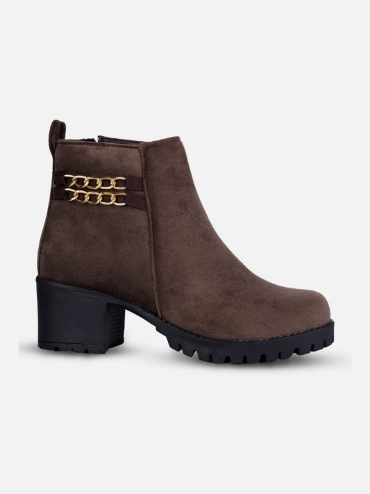 Women's Brown Casual Ankle Boots (IU5003)