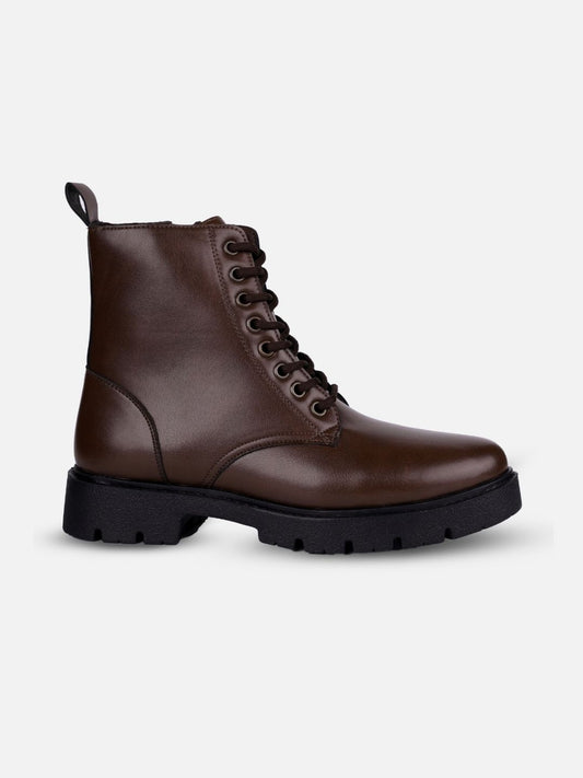 Women's Brown Lace Up Casual Boots (IU5007)