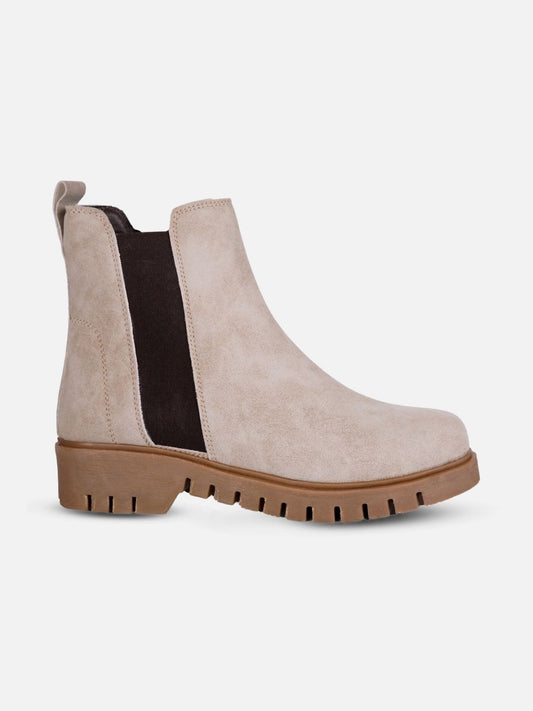 Women's Light Grey Suede Finish Boots (IU5008)