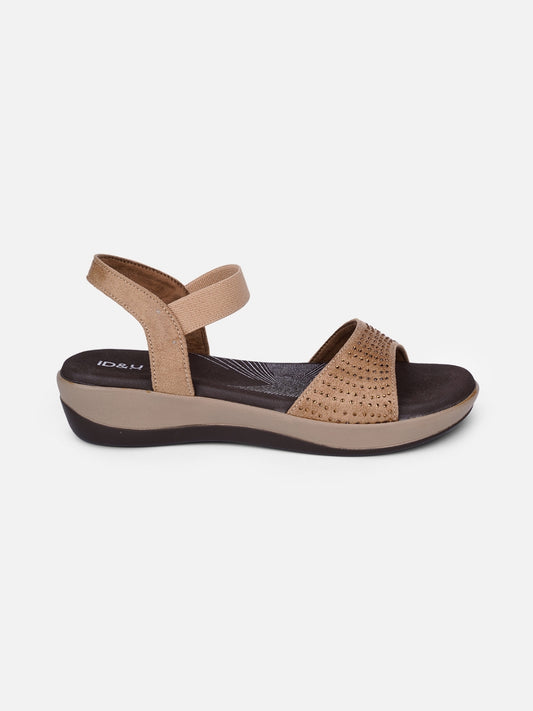 Women's Beige Slingback Strap Sandals (IU6001)