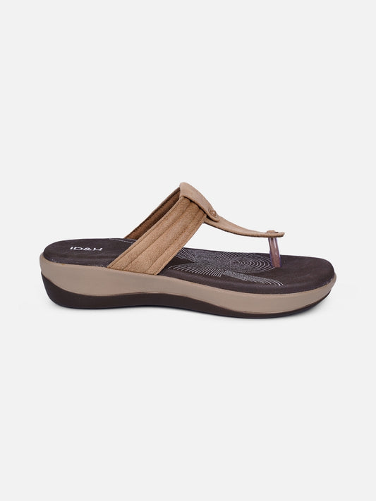 Women's Beige Thong Sandals (IU6002)